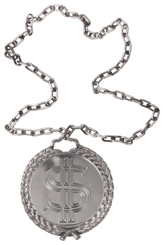 Big Bling Medallion on Chain Costume Accessory