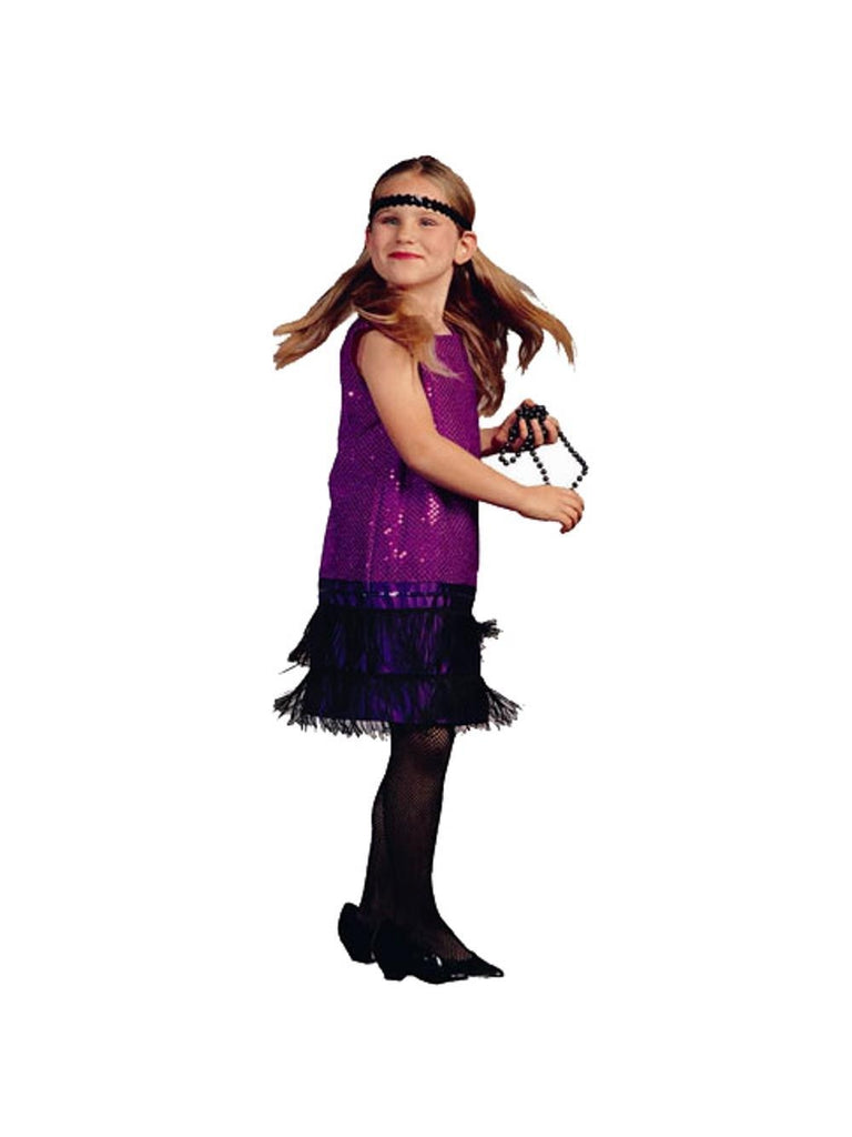 Child Purple Sequin Flapper Dress Costume-COSTUMEISH