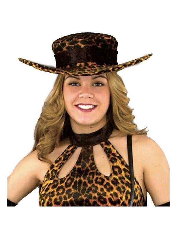 Ladies Leopard Pimp Hat-COSTUMEISH