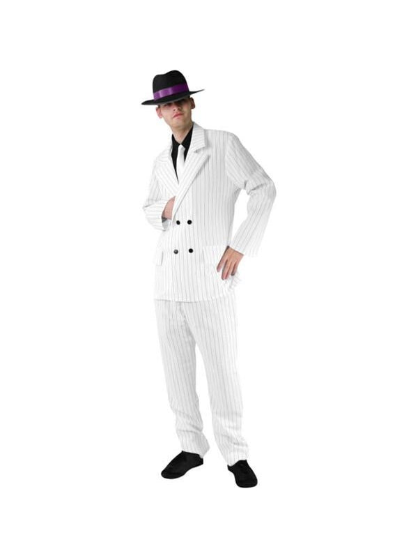 Adult Men's White Gangster Suit Costume-COSTUMEISH
