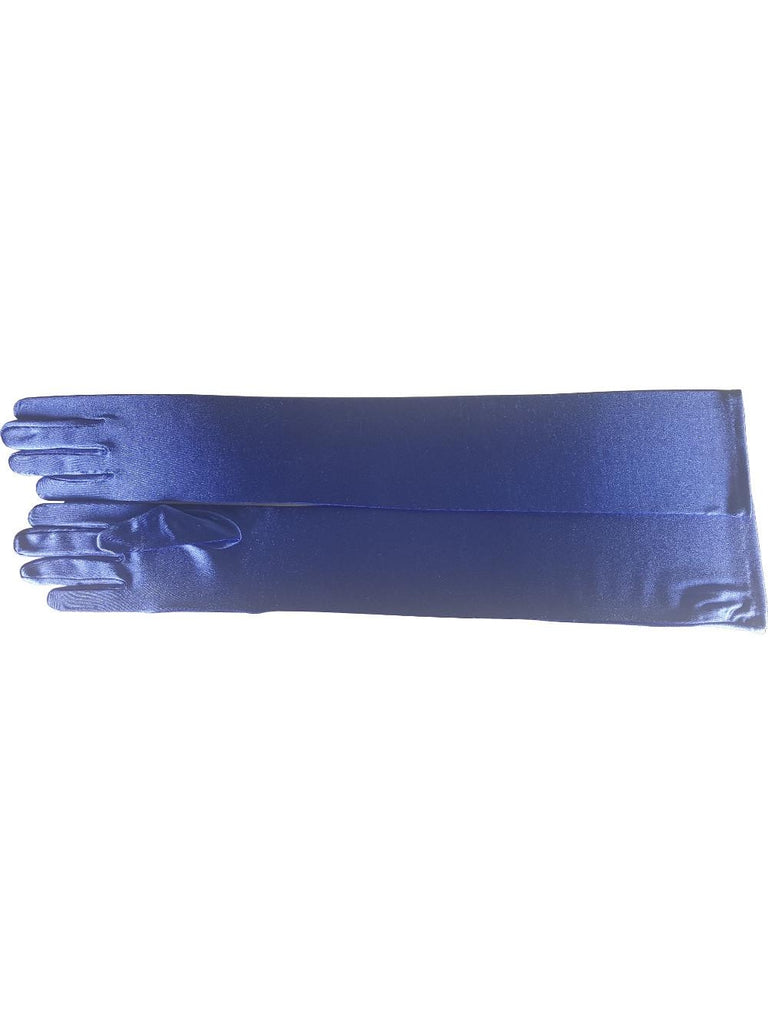 Opera Length Royal Blue Satin Gloves-COSTUMEISH