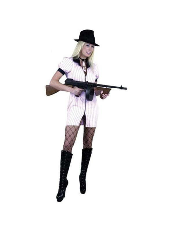 Adult Pink Sexy Gangster Girl Costume-COSTUMEISH