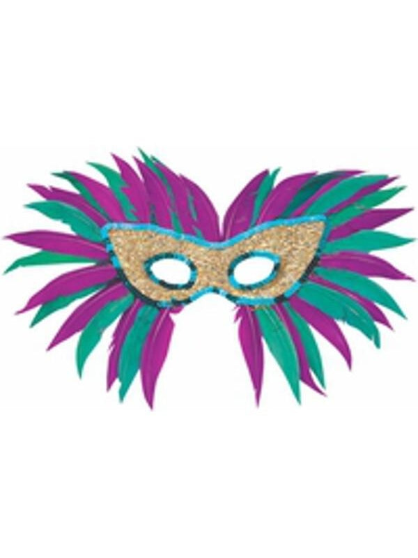 Adult Sequin Feather Mardi Gras Eye Mask-COSTUMEISH