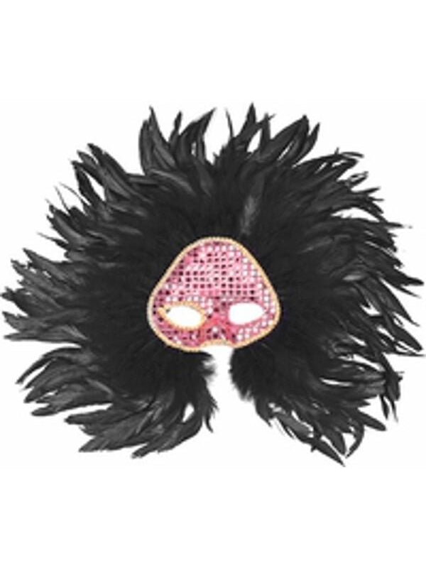 Adult Black Wicked Feather Eye Mask-COSTUMEISH