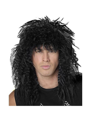 Black 80's Hair Band Wig-COSTUMEISH