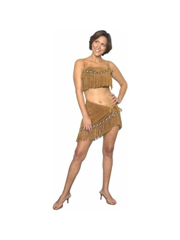 Adult Sexy Suede Leather Sacagawea Indian Costume-COSTUMEISH