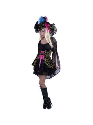Adult Black Lacey Pirate Lady Costume-COSTUMEISH
