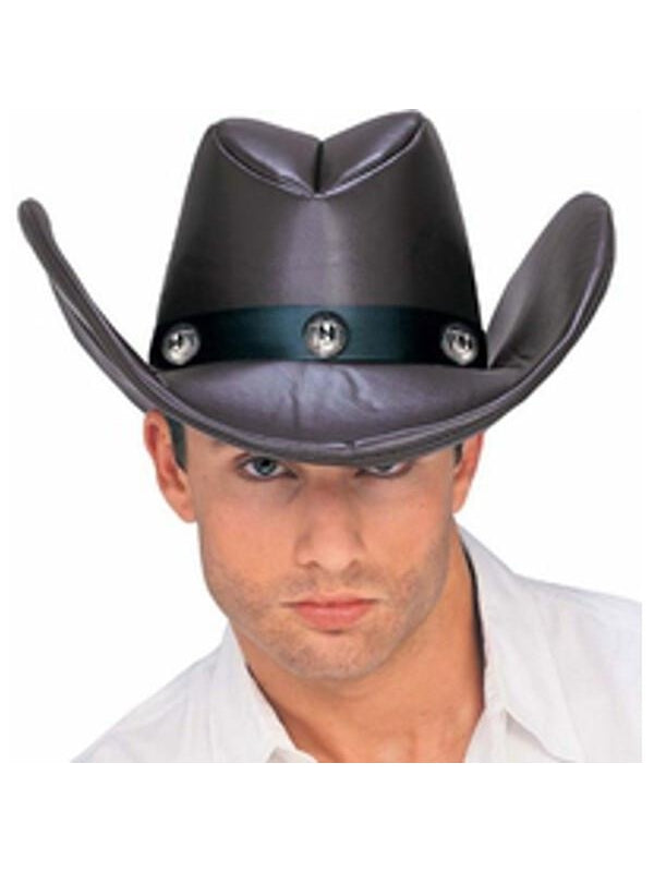 Adult Brown Faux Leather Cowboy Hat-COSTUMEISH