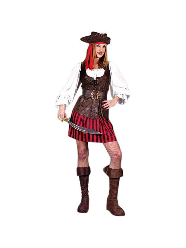 Adult High Seas Buccaneer Pirate Lady Costume-COSTUMEISH