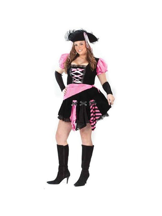 Adult Sexy Plus Size Pink Pirate Costume-COSTUMEISH