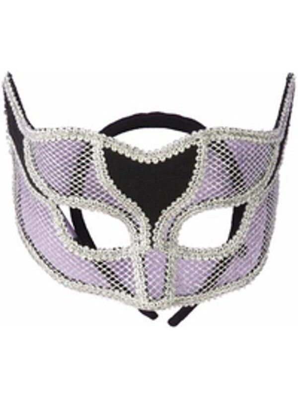 Adult Silver Netted Mardi Gras Half Mask-COSTUMEISH