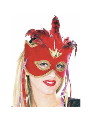 Red Velvet Venetian Eyemask-COSTUMEISH