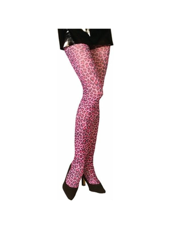 Adult Pink Leopard Costume Tights-COSTUMEISH