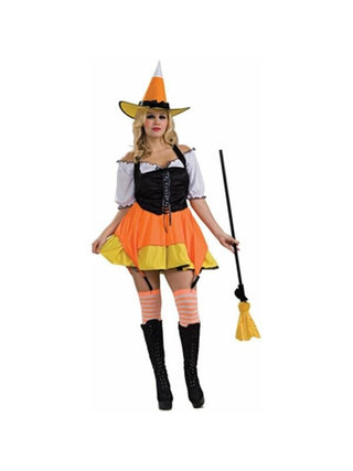 Adult Sexy Plus Size Candy Corn Witch Costume-COSTUMEISH