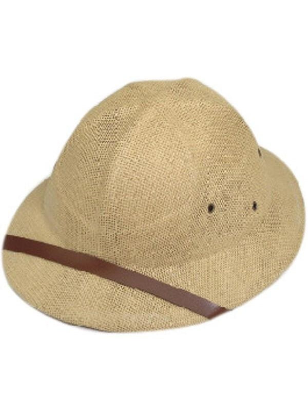 Adult Tan Safari Pith Helmet Hat-COSTUMEISH
