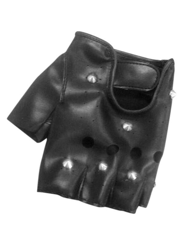 Adult Black Fingerless Studded Gloves-COSTUMEISH
