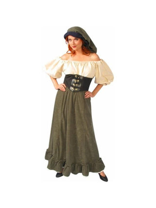 Adult Green Renaissance Peasant Lady Costume-COSTUMEISH