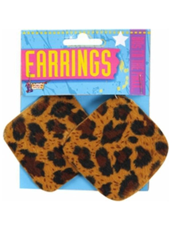 Adult 80's Style Leopard Print Earrings-COSTUMEISH
