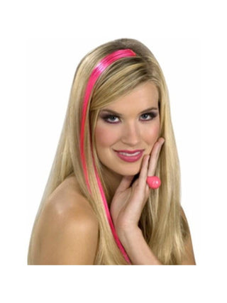 Adult 80's Style Neon Pink Hair Extention Kit-COSTUMEISH