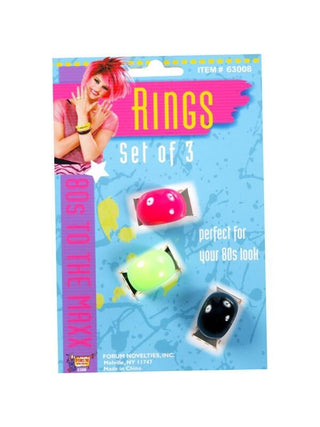 Adult 80's Style Neon Ring Set-COSTUMEISH