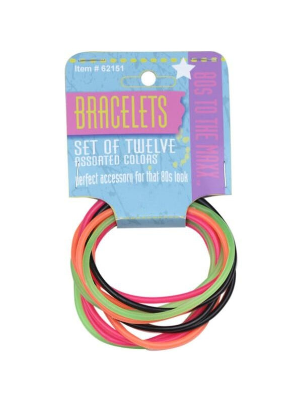 Adult Neon 80's Style Jelly Bracelet Set-COSTUMEISH