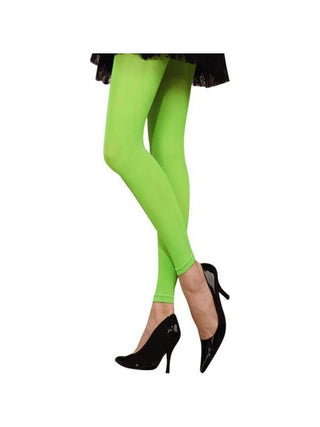 Adult 80's Style Neon Green Leggings-COSTUMEISH