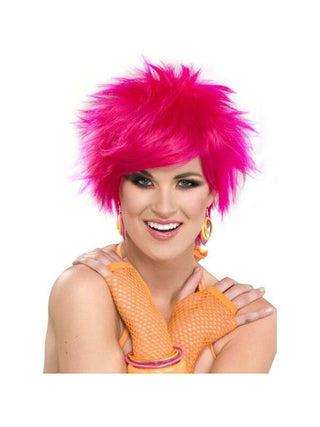 Adult Pink 80's Style Wig-COSTUMEISH
