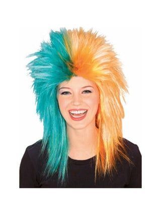 Sports Fan Teal and Orange Wig-COSTUMEISH