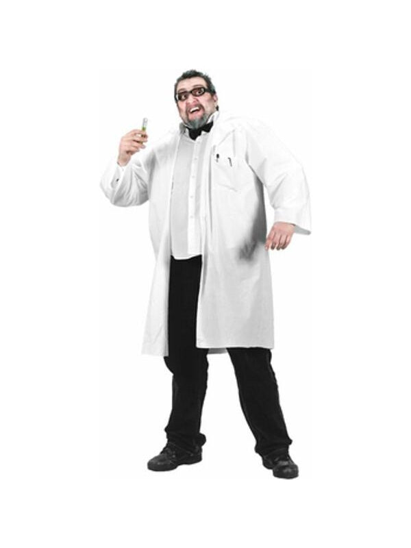 Adult Plus Size Nutty Professor Lab Coat Costume-COSTUMEISH