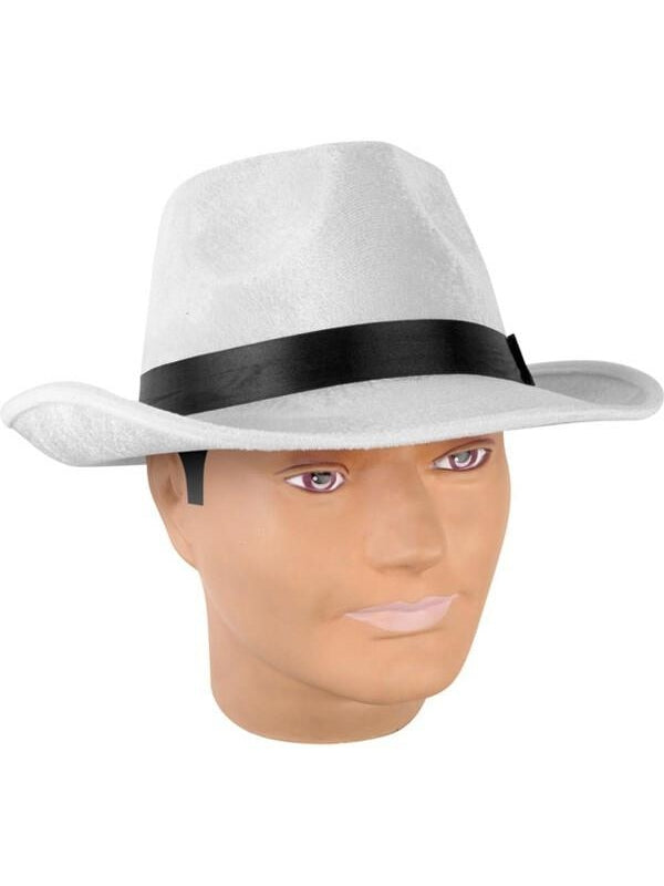 Adult White Velvet Fedora Hat-COSTUMEISH