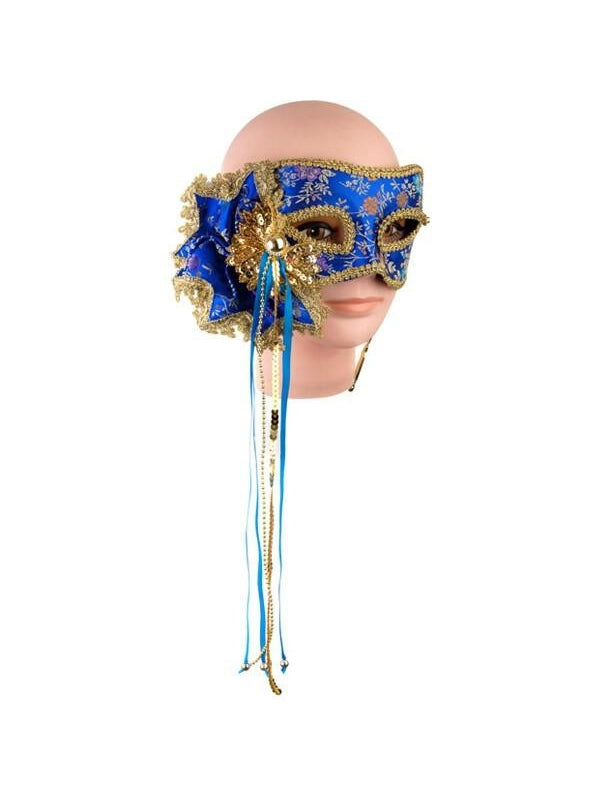 Blue Venetian Mask With Handle-COSTUMEISH