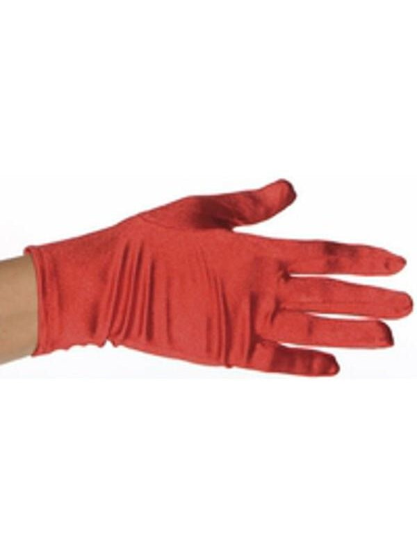 Adult Red Polyester Costume Gloves-COSTUMEISH