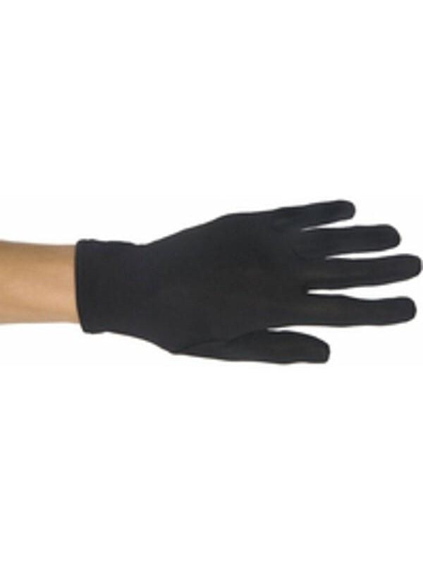 Child's Black Polyester Costume Gloves-COSTUMEISH
