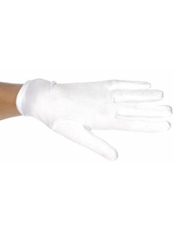 Child's White Polyester Costume Gloves-COSTUMEISH