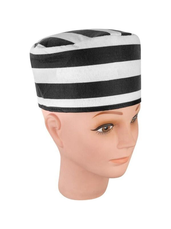 Adult Black And White Prisoner Hat-COSTUMEISH