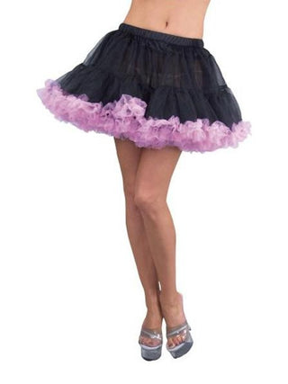 Black Double Layer Tulle Petticoat with Pink Trim-COSTUMEISH