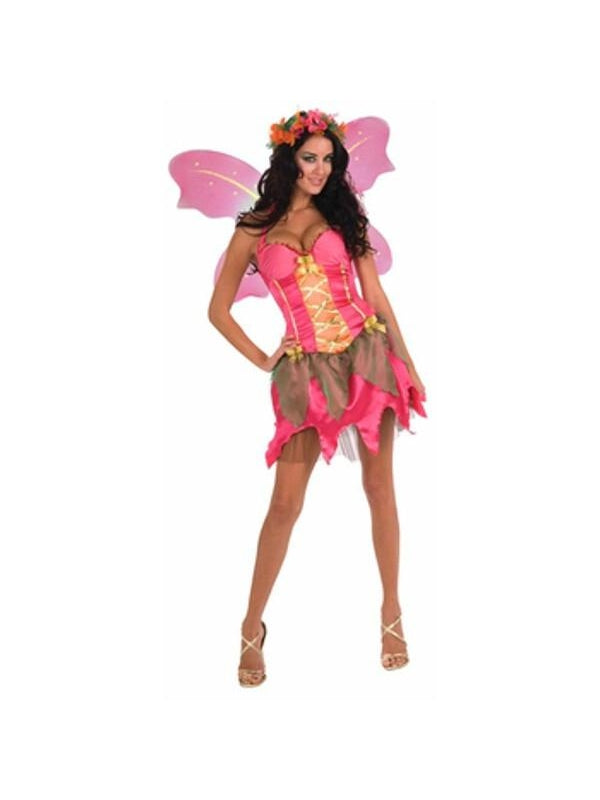 Adult Fantasy Garden Pink Fairy Costume-COSTUMEISH