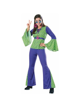 Adult Green & Purple Hippie Costume-COSTUMEISH