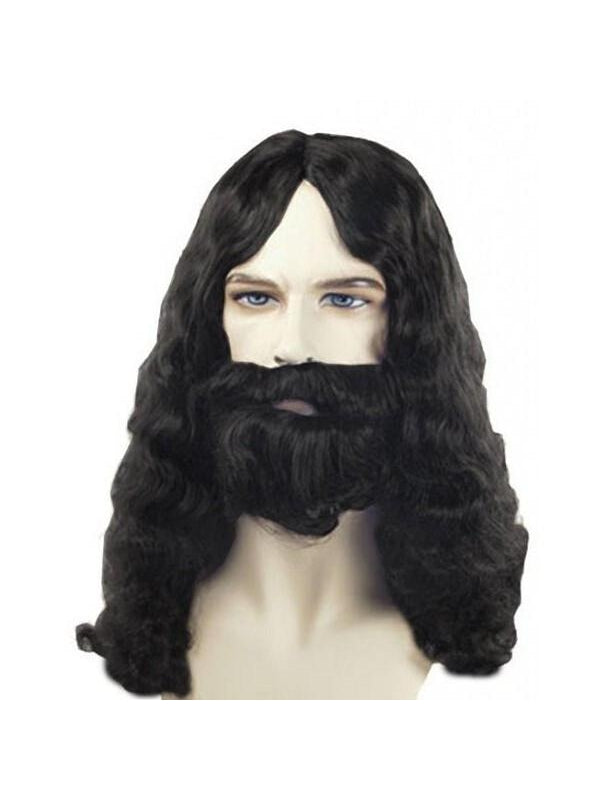 Men's Quality Black Biblical Jesus Style Wig and Beard-COSTUMEISH