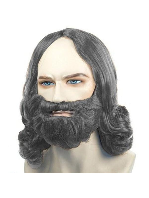 Men's Grey Biblical Wig and Beard Set-COSTUMEISH