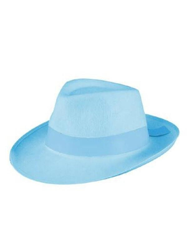 Light Blue Fedora Gangster Hat-COSTUMEISH