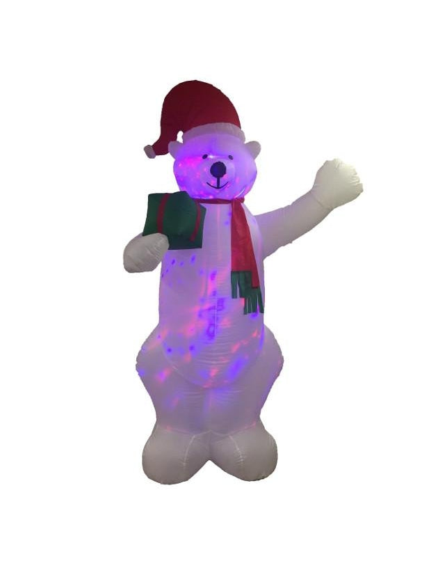 8' Inflatable Flashing Polar Bear Lawn Christmas Decoration-COSTUMEISH