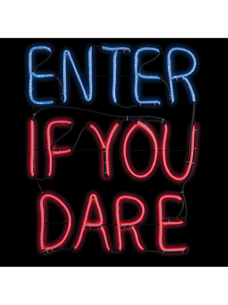 "Enter If You Dare" Halloween Light-Up Yard Sign-COSTUMEISH