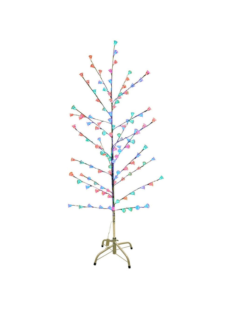 Silver 58" Retro Artificial Christmas Tree w/ Light Up Bells-COSTUMEISH