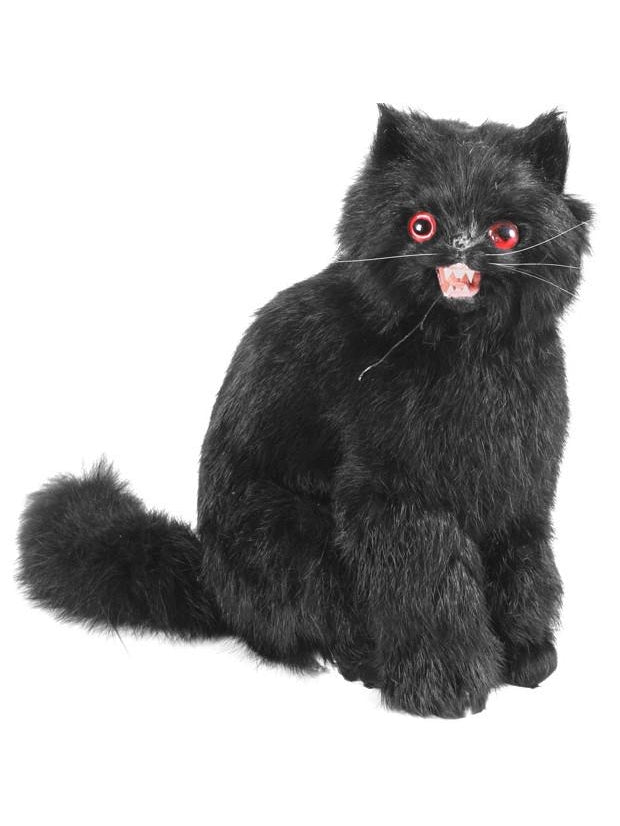 Sitting Black Scary Cat Halloween Prop-COSTUMEISH