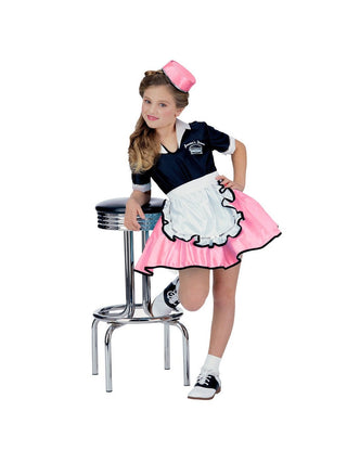 Pink Child 50s Car Hop Girl Costume-COSTUMEISH